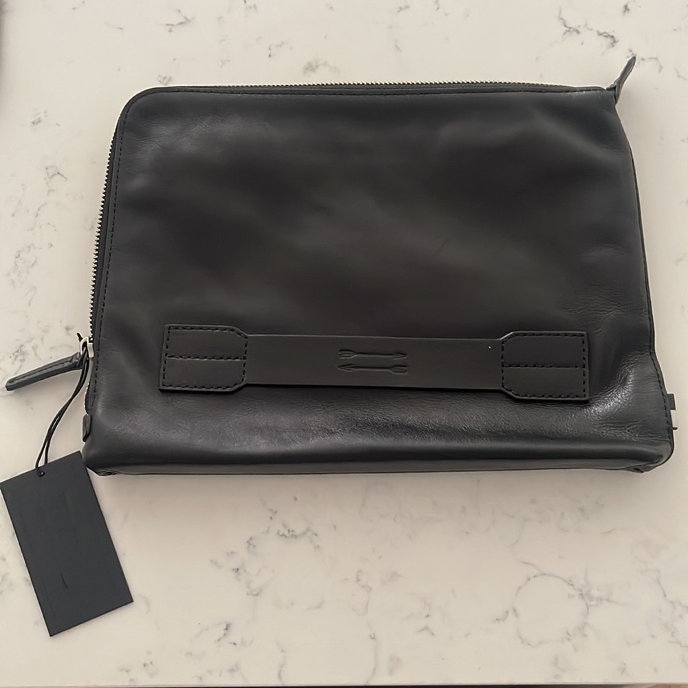 Ben Minkoff Black Leather Warren Pouch Clutch BRAND NEW with Dustbag Retail $150